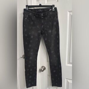 Lucky Brand Women's Black Washed Skinny Jeans with Faded Spot Detail